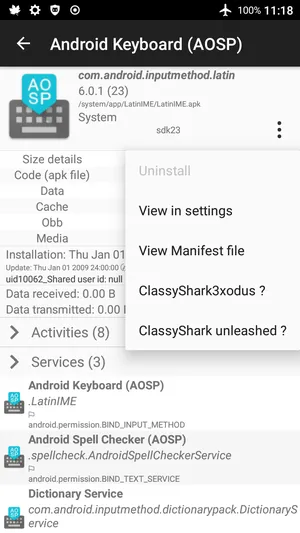 ClassyShark3xodus  Scan apps for warnings